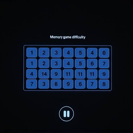メモリーチャレンジゲームのスクリーンショット - 難易度設定画面