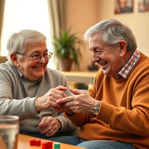 高齢者がゲームを楽しんでいる様子